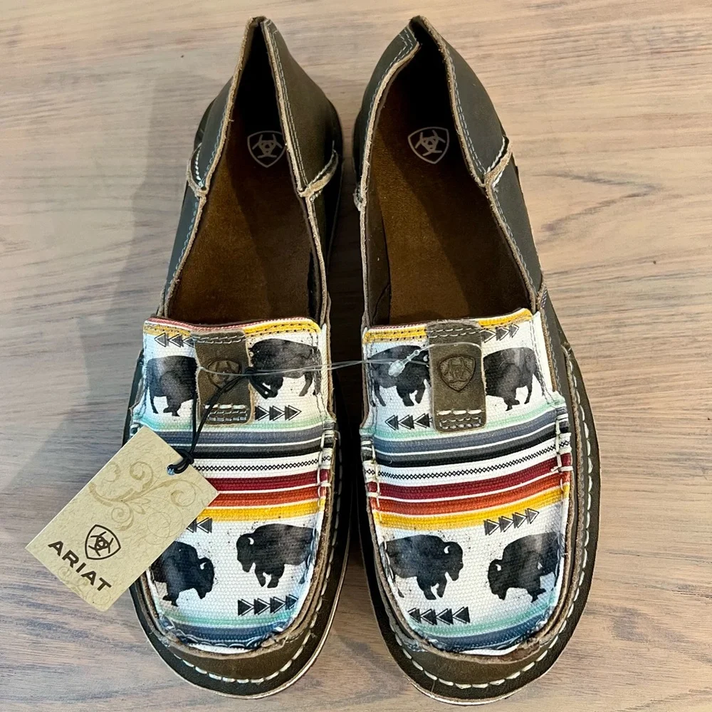 Ariat® Cruiser Buffalo Print Suede Slip-On - Picture 2 of 7